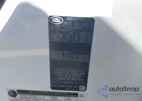 2024 Land Rover Defender 110 P400 X-Dynamic Se z USA, uszkodzony, nr VIN SALE27EU1R2343155